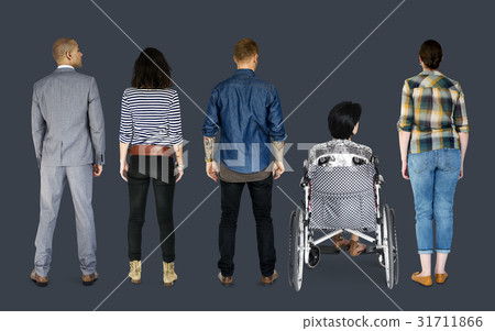 Group of Diverse People Turn Back Side Set Studio Isolated Group of Diverse People Turn Back Side Set Studio Isolated 31711866