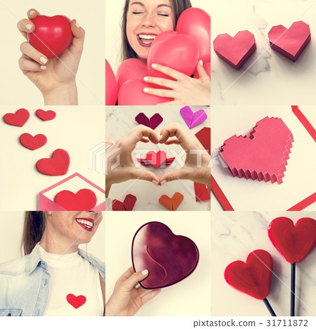 Adult Woman with Love Heart Artwork Studio Collage 31711872