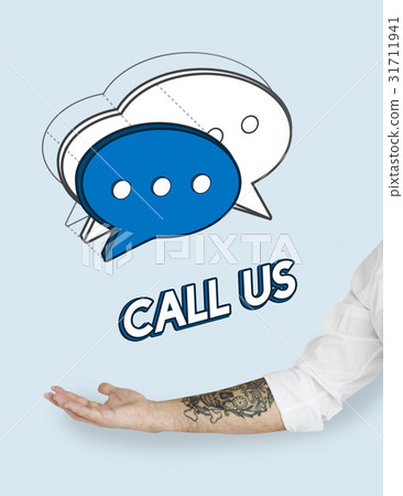 Hand Chat Bubble Message Social Media Graphic 31711941