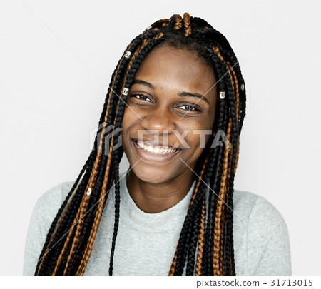 Young african descent girl with dreadlocks smiling Young african descent girl with dreadlocks smiling 31713015