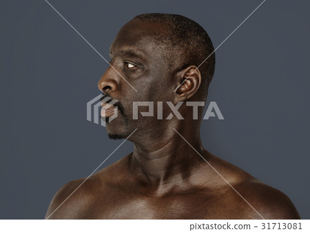 Adult Man Serene Face Expression Studio Portrait 31713081