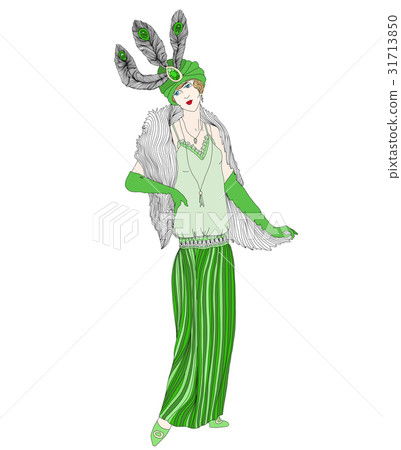 Beautiful retro style woman. Vector illustration - Stock Illustration ...