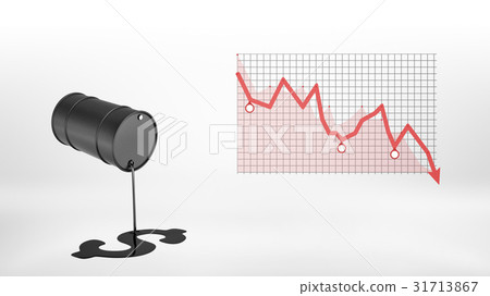 3d rendering of a black barrel leaking oil and 3d rendering of a black barrel leaking oil and 31713867