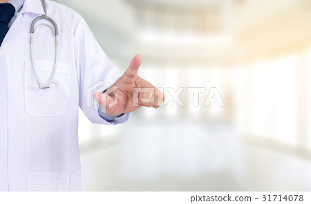 healthcare doctor touching virtual interface, healthcare doctor touching virtual interface, 31714078