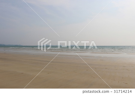 Sandy beach, sea and sky 31714214