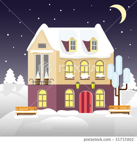 Christmas house on a background of winter night 31715802