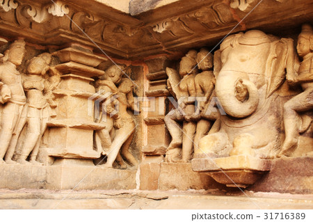 Famous erotic human sculpture at temple, Khajuraho 31716389