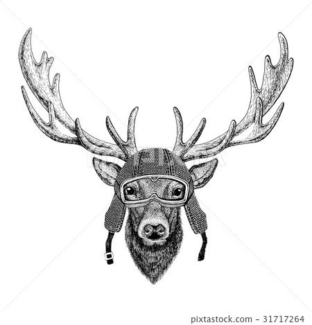Deer wearing vintage motorcycle helmet Tattoo Deer wearing vintage motorcycle helmet Tattoo 31717264