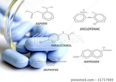 Blue caplets and some chemical structure. Blue caplets and some chemical structure. 31717989