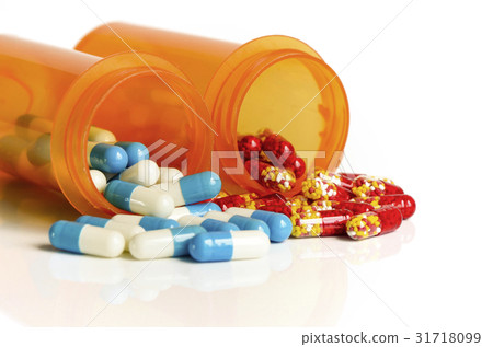 Medicine in light protected bottle. Medicine in light protected bottle. 31718099