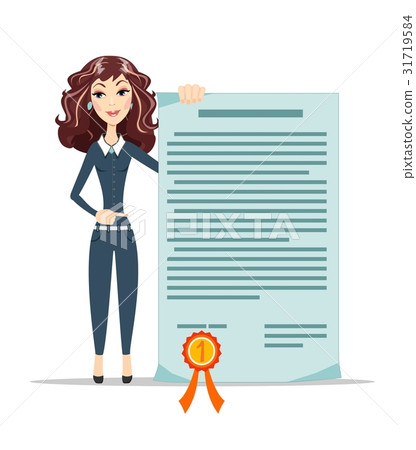 Woman points to a certificate 31719584