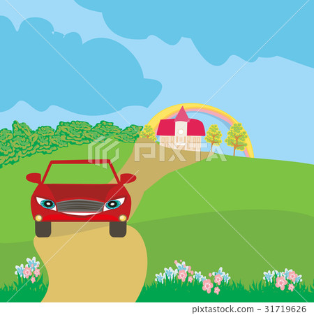 Car cartoon character on a trip Car cartoon character on a trip 31719626
