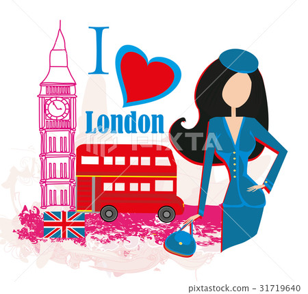Beautiful woman in London , abstract card 31719640