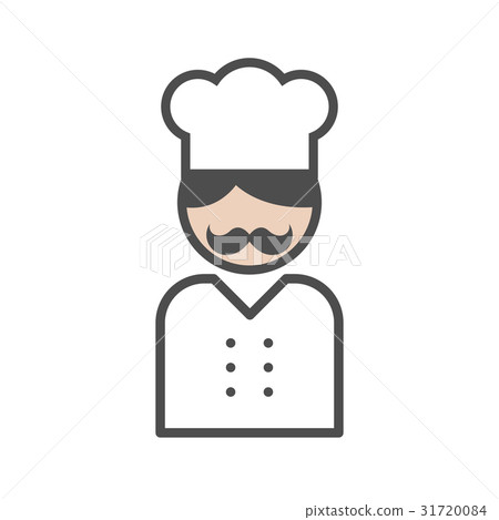 Chef icon with a moustache on white background Chef icon with a moustache on white background 31720084