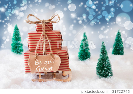 Christmas Sleigh On Blue Background, Be Our Guest Christmas Sleigh On Blue Background, Be Our Guest 31722745