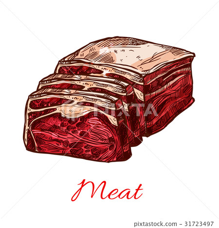 Vector raw fresh butchery meat slice isolated icon 31723497