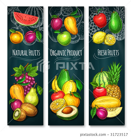 Vector exotic fresh fruits product banners set 31723517