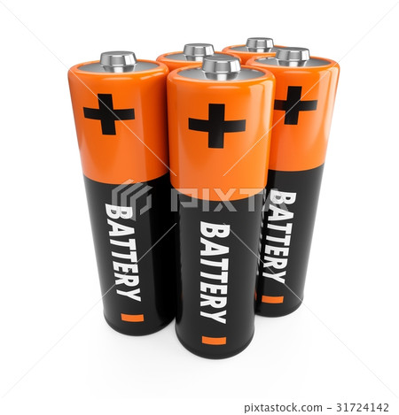 3D Rendering batteries on white background 31724142