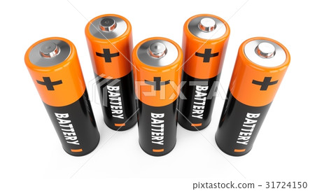 3D Rendering batteries on white background 3D Rendering batteries on white background 31724150