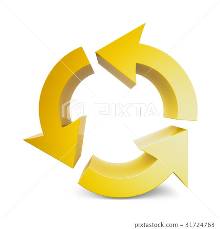 3D rendering illustration of three circular arrows - Stock Illustration ...