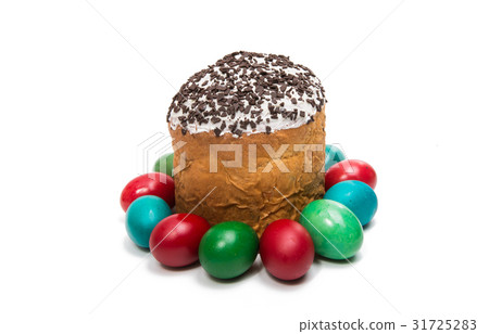 Easter cake with eggs isolated Easter cake with eggs isolated 31725283