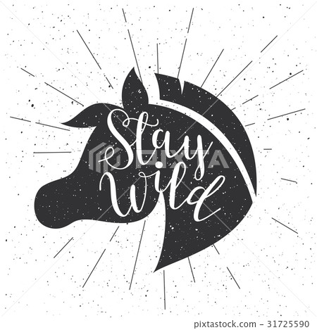 Horse head silhouette in retro style. Vector sign. 31725590