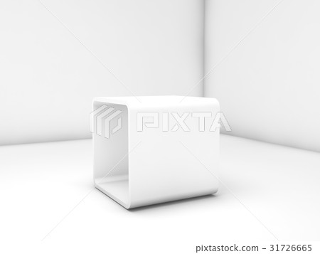 Empty white exhibition stand box in blank room Empty white exhibition stand box in blank room 31726665