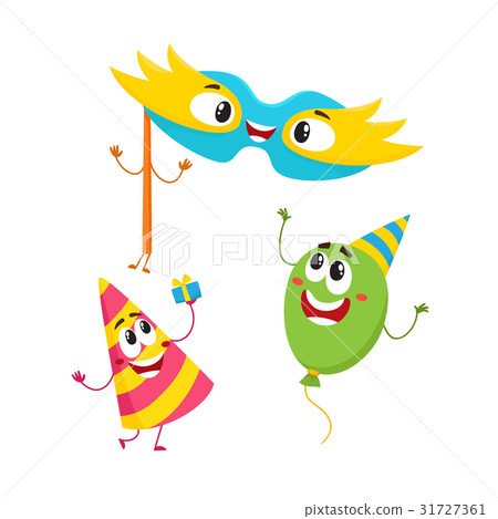Birthday item characters - hat, balloon, mask - 31727361