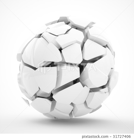 3D Rendering abstract broken sphere on white 31727406