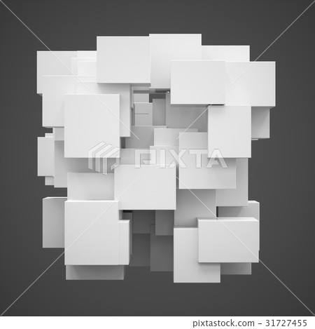 3D Rendering abstract boxes on dark grey - Stock Illustration [31727455 ...