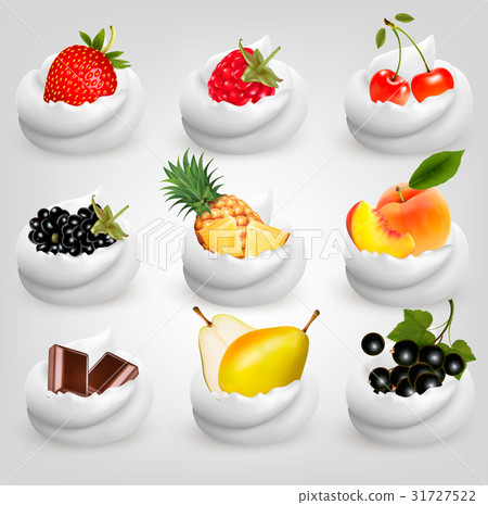 Big collection of fruit in cream. Big collection of fruit in cream. 31727522