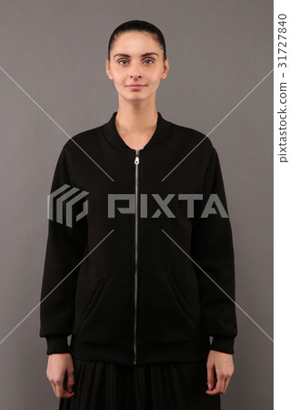 Girl wearing sweatshirt, mock-up 31727840