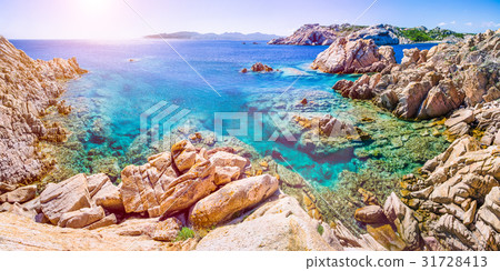Pure clear azure sea water and amazing rocks on Pure clear azure sea water and amazing rocks on 31728413