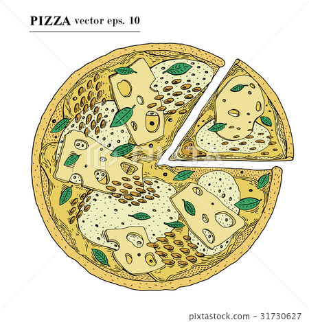 Italian Pizza with cheese hand drawn vector Italian Pizza with cheese hand drawn vector 31730627