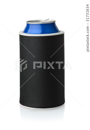 Front view of black neoprene can koozie holder Front view of black neoprene can koozie holder 31731634