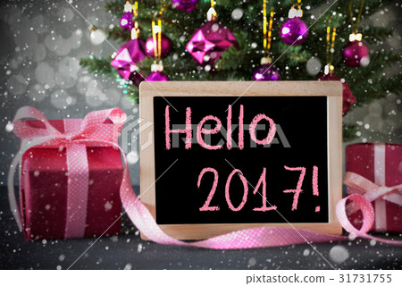 Tree With Gifts, Snowflakes, Bokeh, Hello 2017 31731755