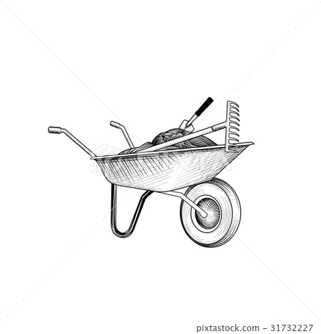 Garden cart humus garden tools Wheelbarrow engrave 31732227