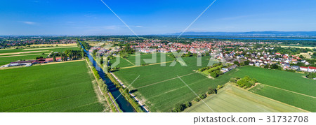 Aerial view of the Rhone - Rhine Canal in Alsace 31732708