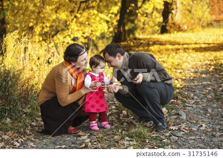 Family walking in autumn park 31735146