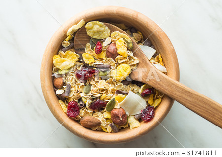 Tasty homemade muesli with nuts. 31741811