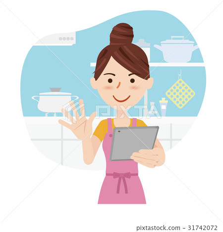 Young housewife kitchen Young housewife kitchen 31742072