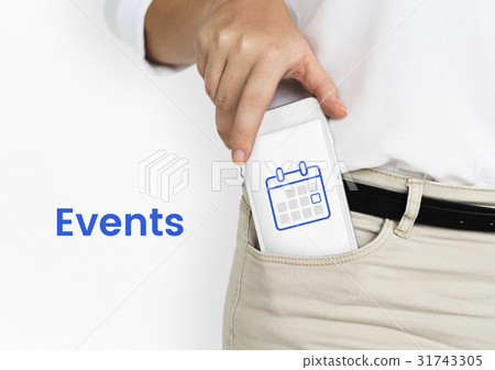 Illustration of personal organizer calendar on mobile phone 31743305