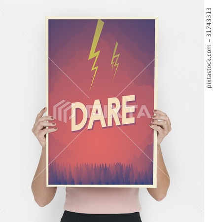 People holding aspiration word quote banner board 31743313