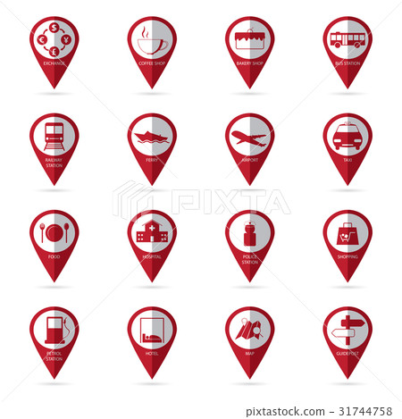 travel icons with location icon travel icons with location icon 31744758