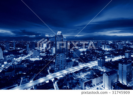 Buildings in Bangkok at night, Skyline, Thailand Buildings in Bangkok at night, Skyline, Thailand 31745909