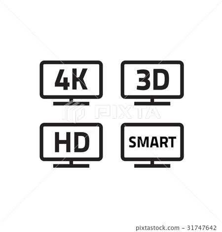 Ultra hd 4k smart tv format television icons, 3d 31747642