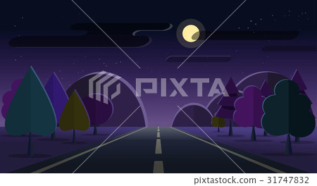 Night nature landscape road, mountains, forest Night nature landscape road, mountains, forest 31747832
