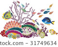 Crimson style Okinawa's sea life - tropical fish and coral 31749634