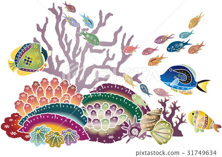 Crimson style Okinawa's sea life - tropical fish and coral 31749634