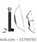 Set of bows, arrowheads and quiver of arrows 31749765
